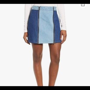 1.STATE Two-Tone Denim Mini Skirt SZ 4